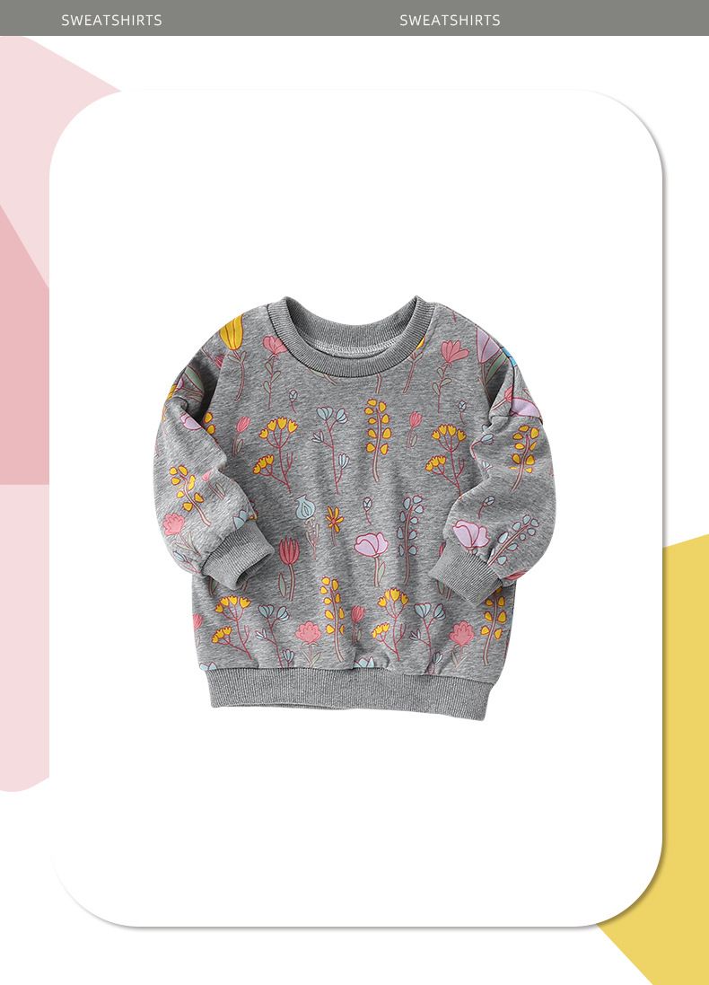 Felpa casual da bambina, nuova, alla moda, con scollo rotondo e maniche lunghe, stampata, per bambini piccoli_voghion.com