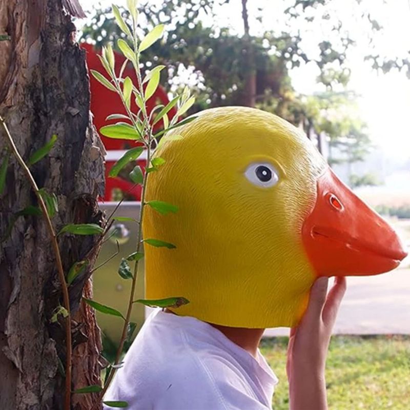 Halloween Deluxe Mask Duck Head Mask Latex Animal Mask Novelty Duck Costume Bill_voghion.com