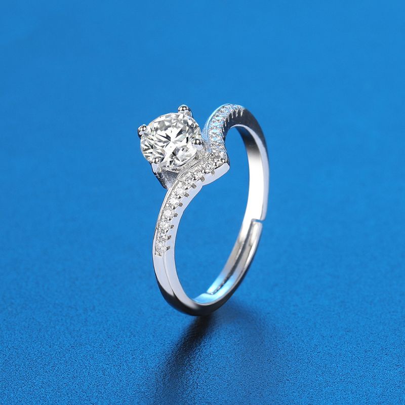 Whi Copper S Silver Ring For Women, Open Six-Prong, Inrnet Celebrity Live Streaming Zircon_voghion.com