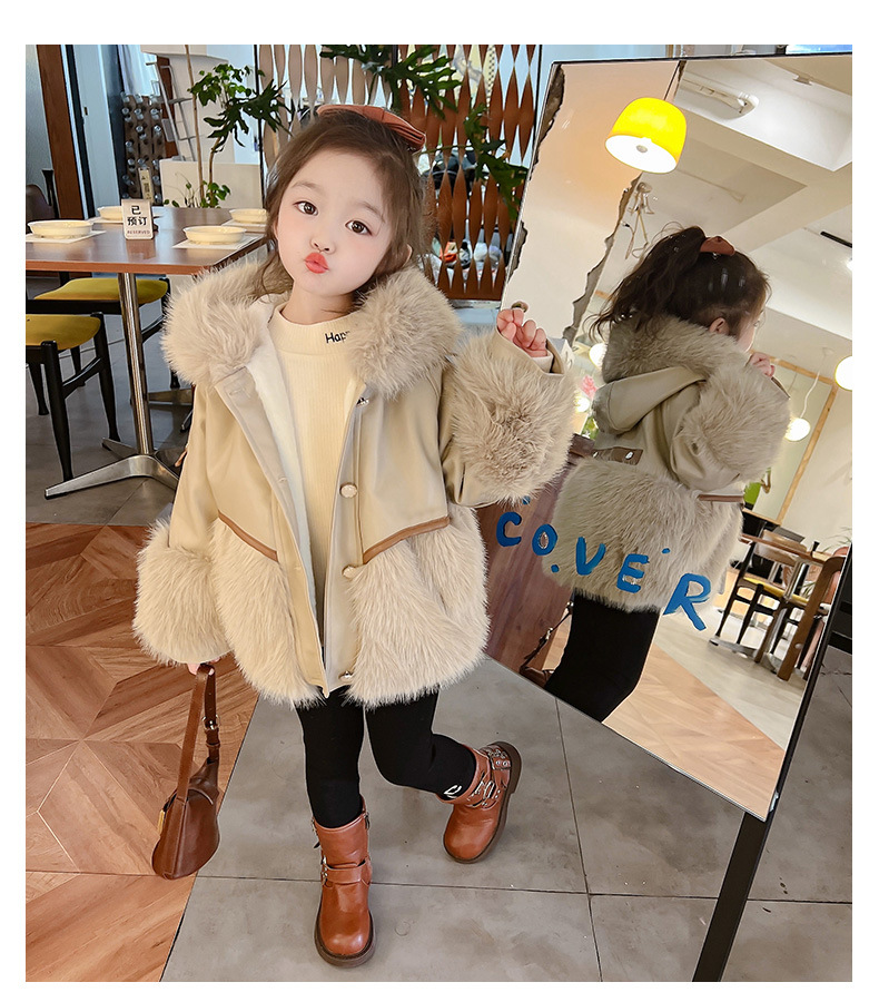 Mädchen Herbst und Winter Mantel Baby Winter Plus Fleece Pelz Kinder Top kleine Mädchen Pelz_voghion.com
