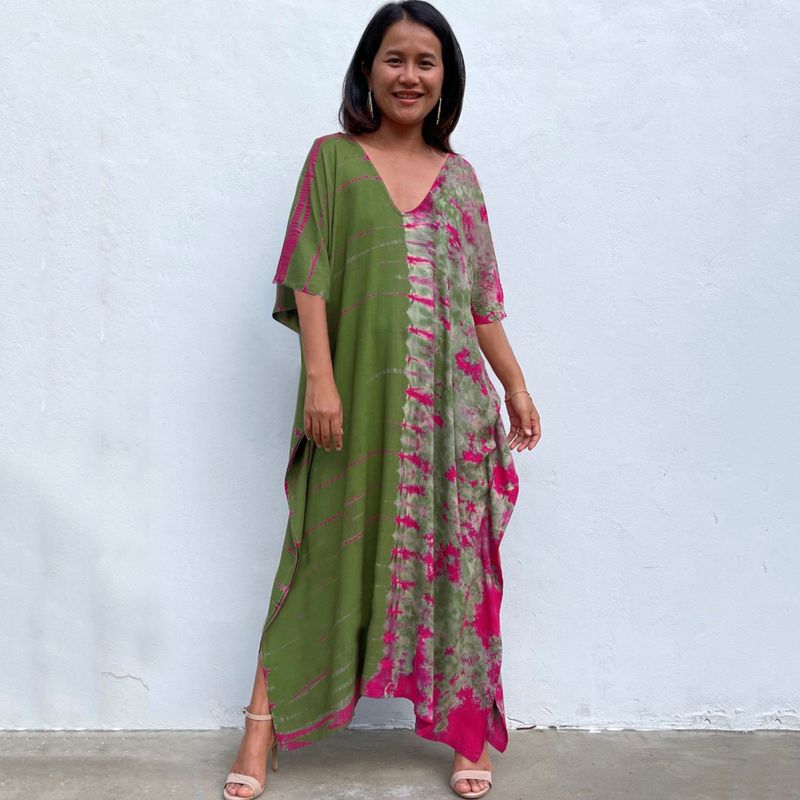 Robe de plage en rayonne pour femmes, tenue de vacances à fleurs teintes _voghion.com