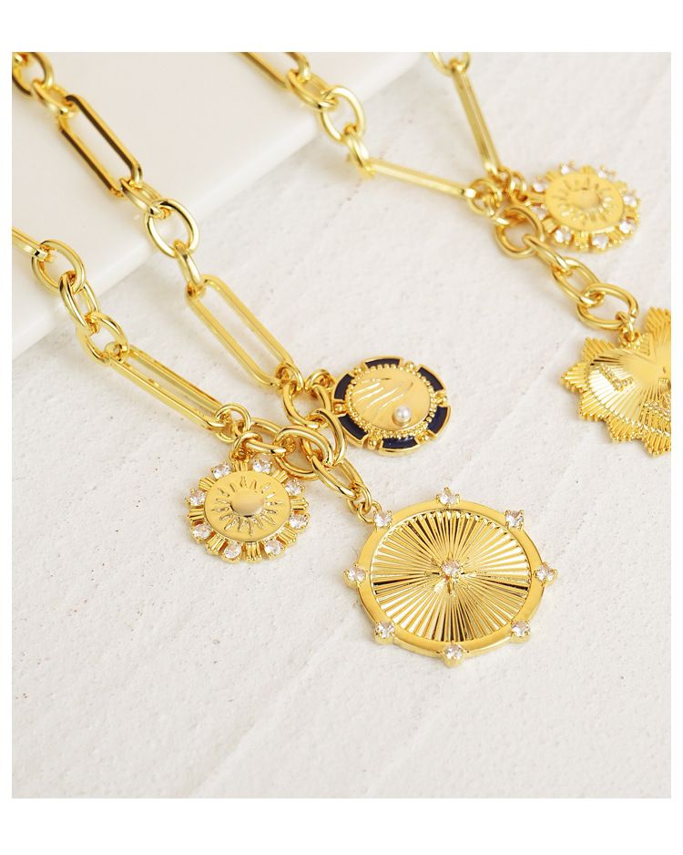 Collier de paysage solaire plaqué cuivre perle design de niche ins hip hop style froid collier de clavicule rouge net femme_voghion.com