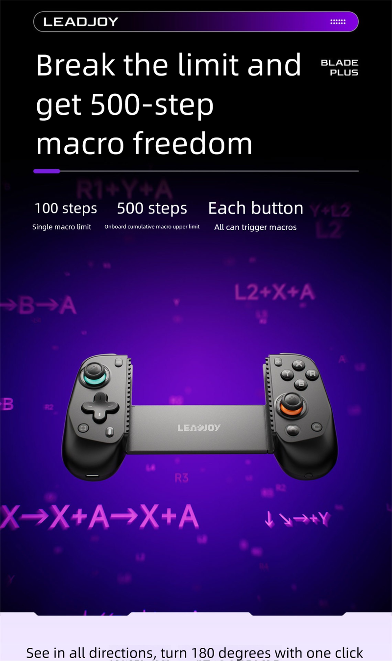 Leadjoy Dynamic Fingertip Wind Blade Plus Stretch Game Controller Switch 2 Bluetooth Streaming PC Computer Android_voghion.com