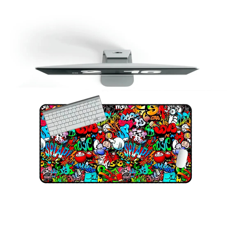 Große Maus Graffiti Kunst Gaming Mousepad Computer Gummi Gamer Mause PC Schreibtisch Matte Tastatur Pad Teppich_voghion.com