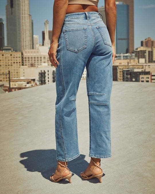 Jeans décontractés amples taille moyenne coupe droite délavés pour femmes Commerce extérieur transfrontalier JEANS européens et américains_voghion.com