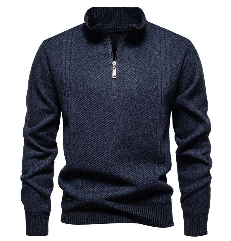 Herren Winter Strickpullover Jacke mit Stehkragen & Fleecefutter – Stylischer Casual Pullover für urbane Mode_voghion.com