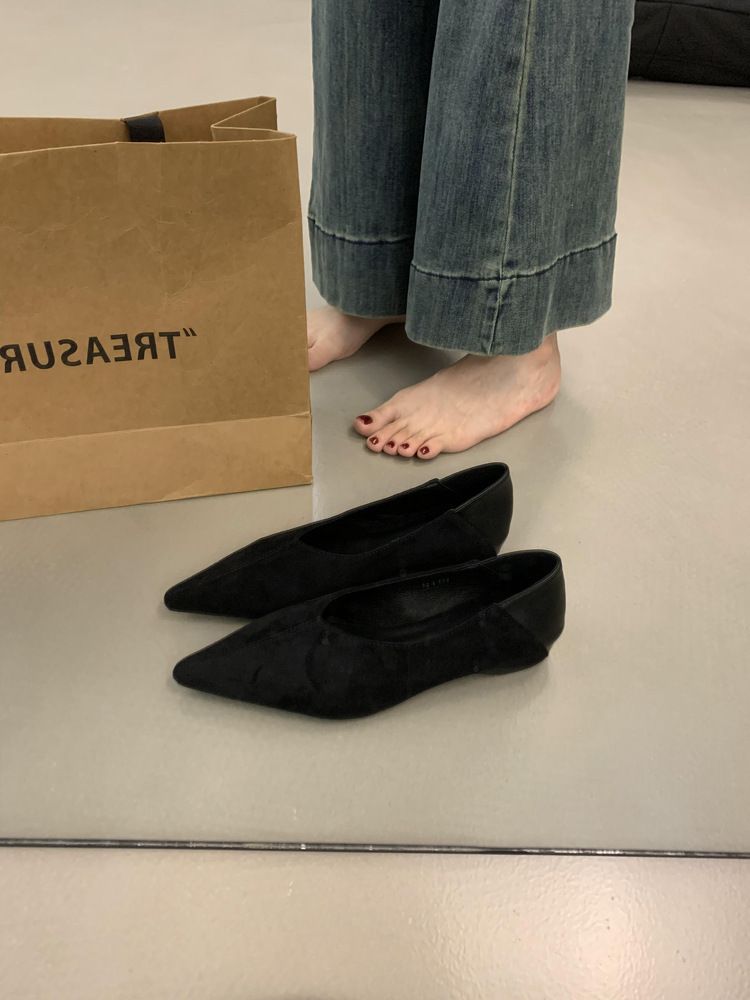 Sapatos casuais de estilo francês, bico fino, bico fino, para caminhada, para uso diário, para mulheres_voghion.com