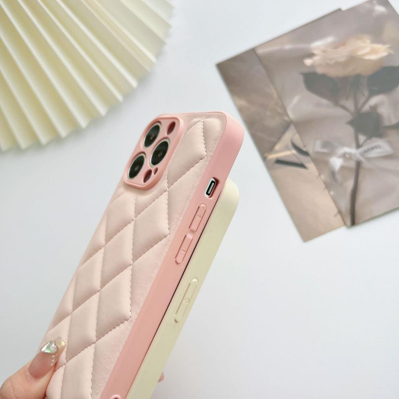 Phone Case Solid color diamond down jacket suitable for 15promax 14 mobile phone case leather 13 X_voghion.com