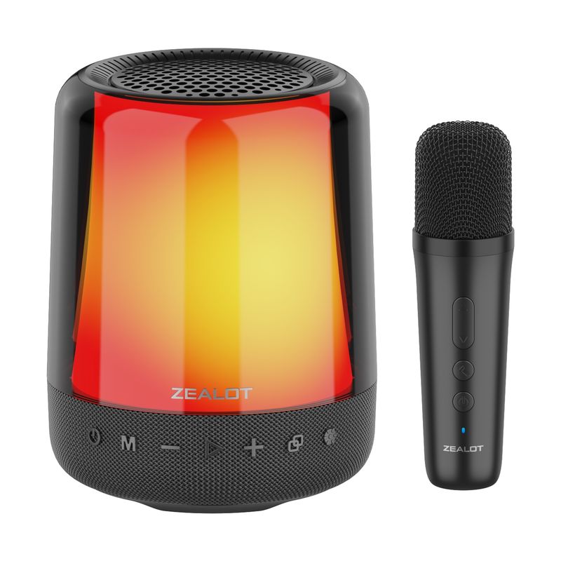 S66M RGB ritmische lichte karaoke draadloze luidspreker, stijl: enkele microfoon (zwart)_voghion.com