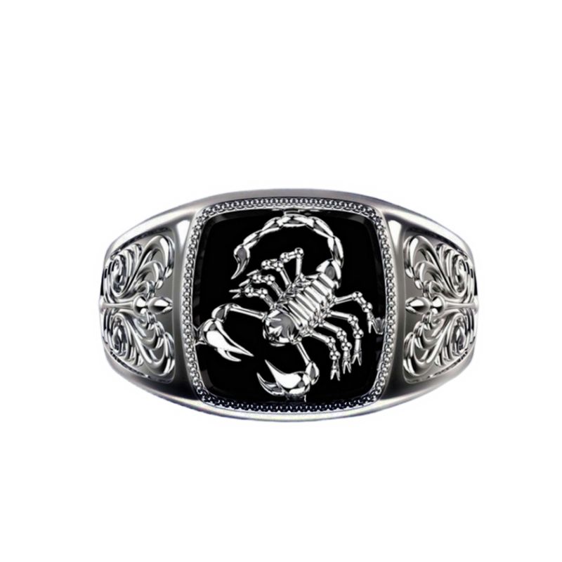 New Creative Scorpio Relief Men's Epoxy Totem Pattern Carved Poisonous Scorpion Ring Europe And America Personality_voghion.com