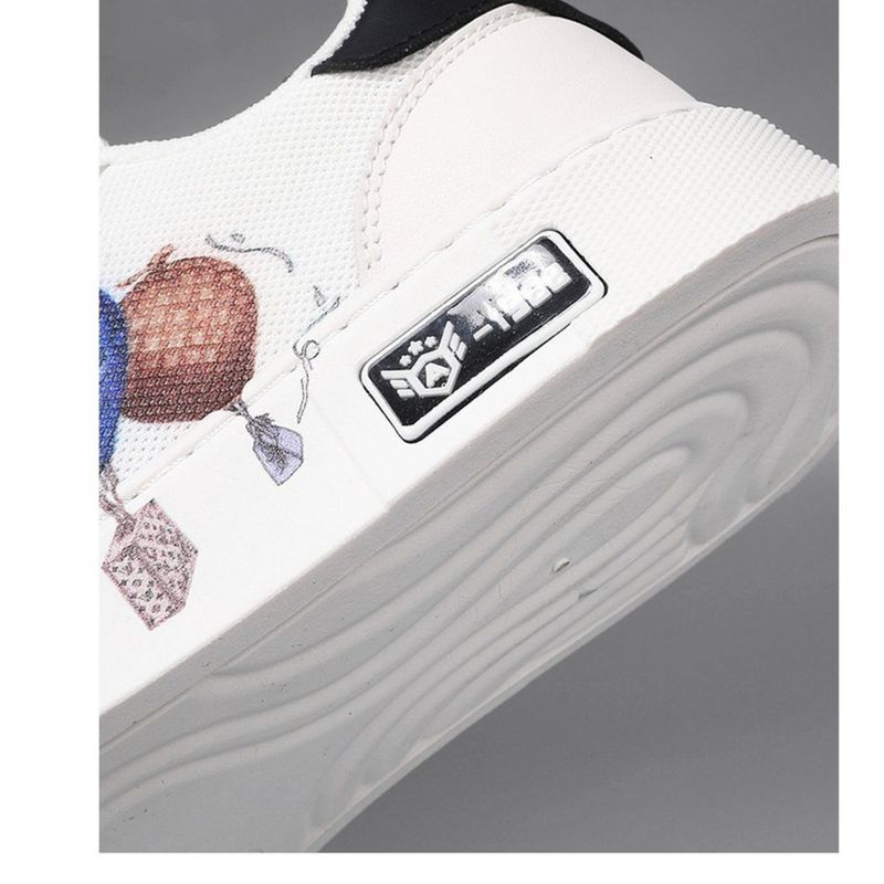 New white canvas printed pattern fashionable casual shoes_voghion.com