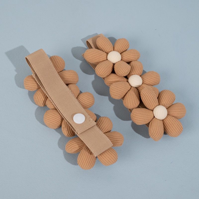 Internet Celebrity Large 8CM Cotton Linen Flower Tiebacks No-Drill Elastic Buckles Curtain Accessories 2p-set_voghion.com