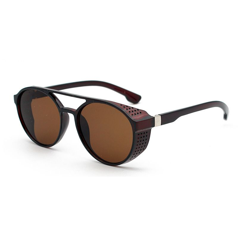 Tendencia de moda nuevas gafas de sol retro redondas steampunk_voghion.com