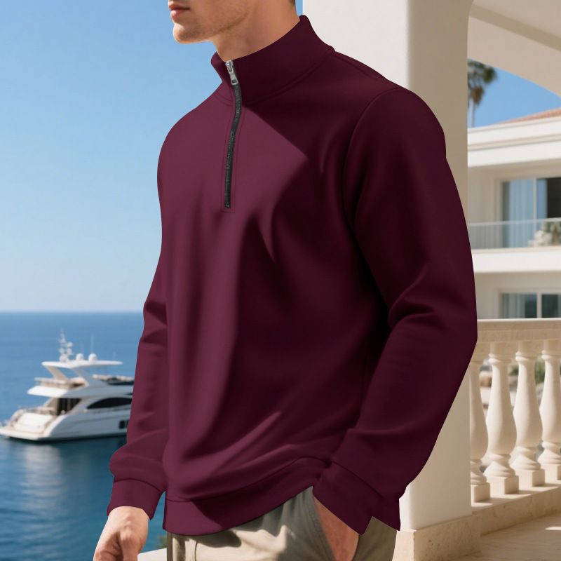 Herren-Pullover mit Fleecefutter und halbem Reißverschluss in Übergröße – lässiger, einfarbiger Hoodie für Herbst und Winter_voghion.com