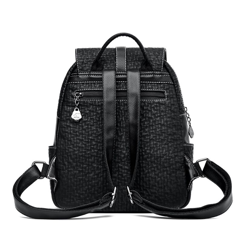 Ghiozdan școlar negru de mare capacitate pentru adolescente, multifuncțional, casual, pentru femei, designer, la modă, din piele PU_voghion.com