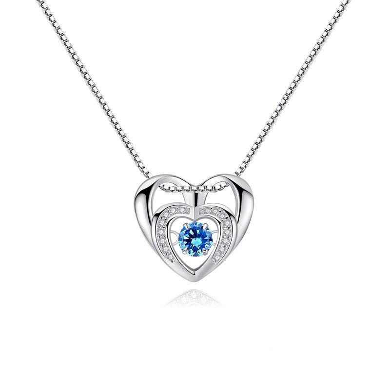 Herzförmige Halskette aus Sterlingsilber mit Diamantakzenten, zarter Kastenkette und elegantem Anhänger für das Schlüsselbein – perfekt für jeden Tag._voghion.com