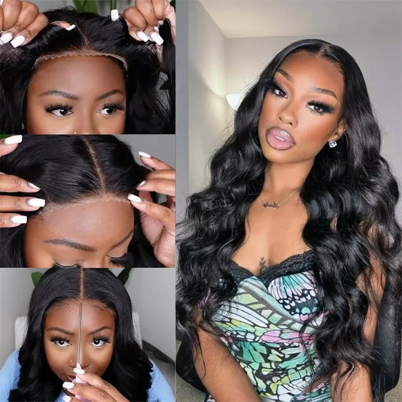 6X6 Brazilian Body Wave Human Hair Lace Frontal Full Lace Glueless Wig 13X4 HD Transparent Wig_voghion.com