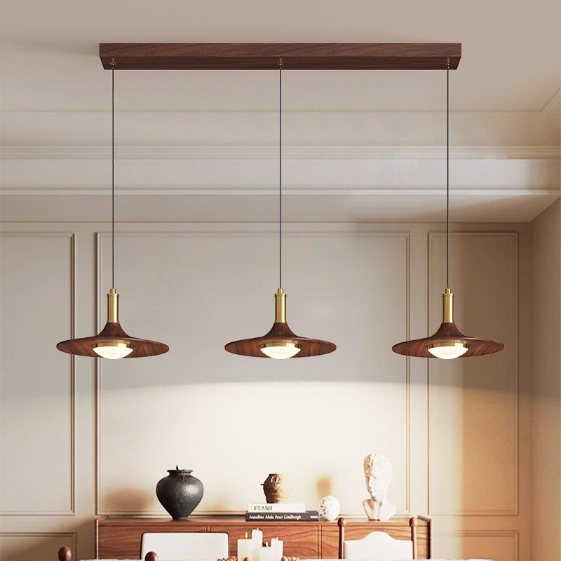 Lampada a sospensione da comodino per camera da letto color noce, stile vintage, per ristorante, sala da tè e caffè, a tre teste, modello UFO, 2025_voghion.com