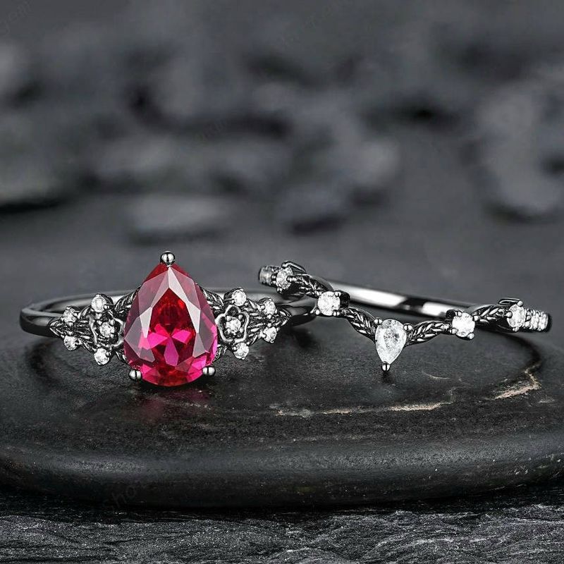 Sanjie Creative Set Blume Rot Zirkon Gestapelt Mit Personalisierte Licht Luxus High-End Damen Ring_voghion.com