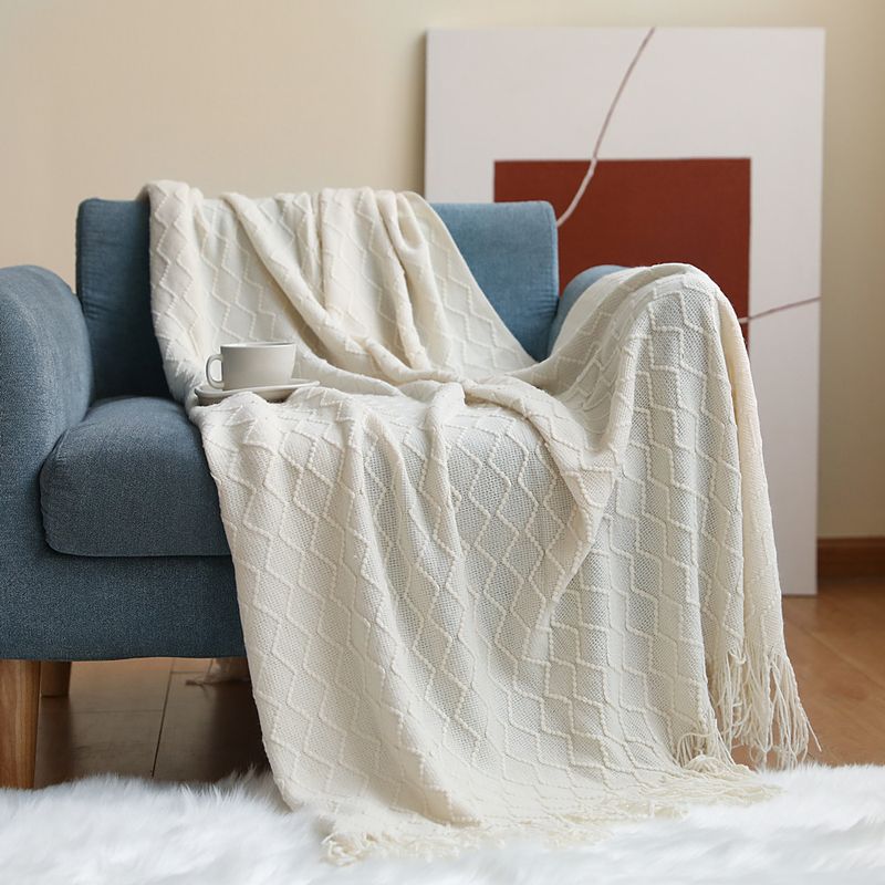INS sofa knitted small diamond air conditioning bed cover nap blanket_voghion.com