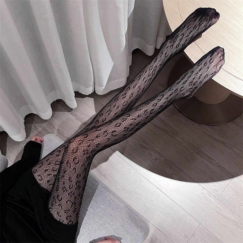 Sexy Mesh Thin Black Stockings Temptation Ins Leopard Print Beautiful Legs Footed Socks_voghion.com