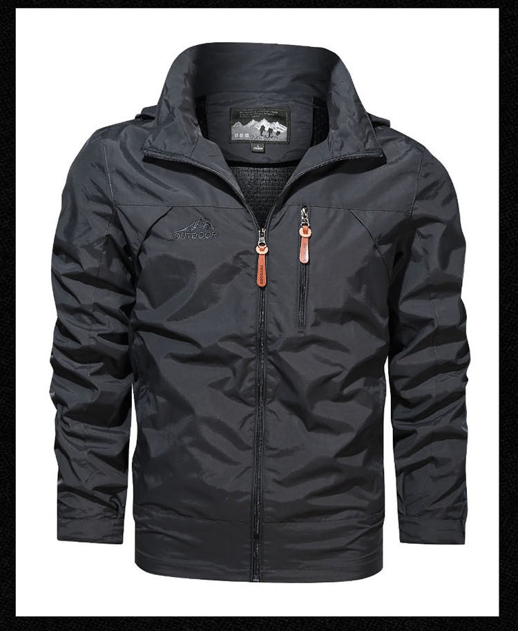 Men's sport coat Men's solid color casual windproof waterproof jacket winter hardshell jacket_voghion.com