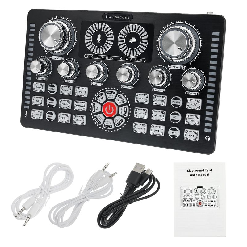Mixer audio professionale Podcast Studio Q7 per la registrazione di streaming live, kit scheda audio per telefono e PC_voghion.com