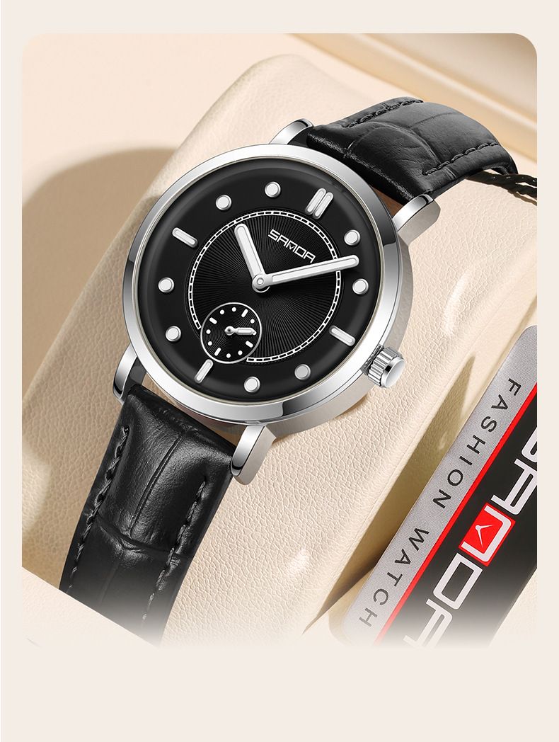 Orologio al quarzo alla moda semplice impermeabile con cintura Orologio da donna Due perni Metà Glow-in-the-dark Orologio di tendenza da donna_voghion.com