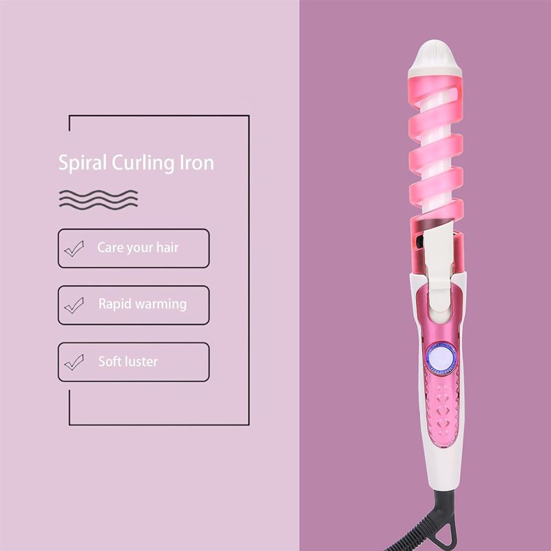 2024 Magic Spiral Curling Wand - Professional Fast Heating Roller Curler Electric Hair Styler Ionic Ceramic EU Plug_voghion.com