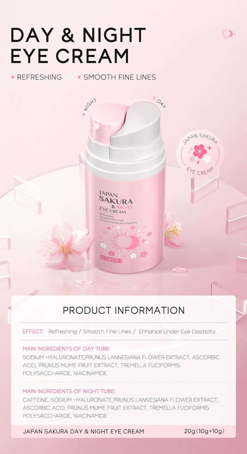 LAIKOU Sakura Dag an Nuecht Aencrème 20g Hydratiséierend Feuchtigkeitsspendend Aenhaut_voghion.com