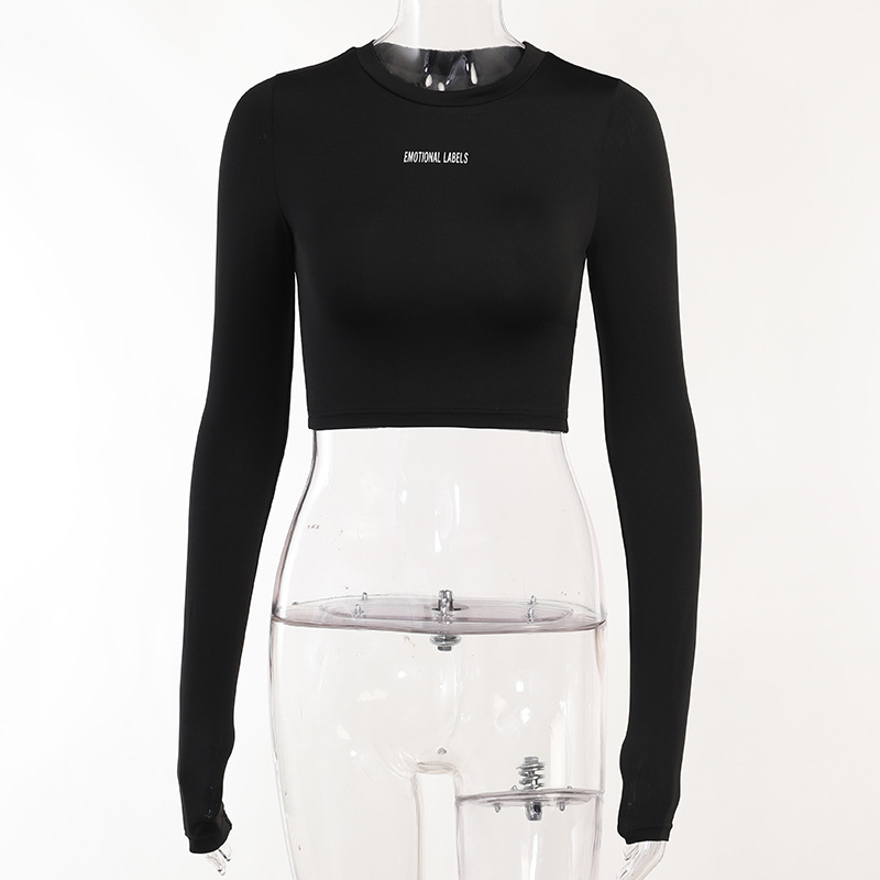 Completo sportivo alla moda in due pezzi da donna, girocollo a maniche lunghe, a tre punti, girocollo in maglia_voghion.com