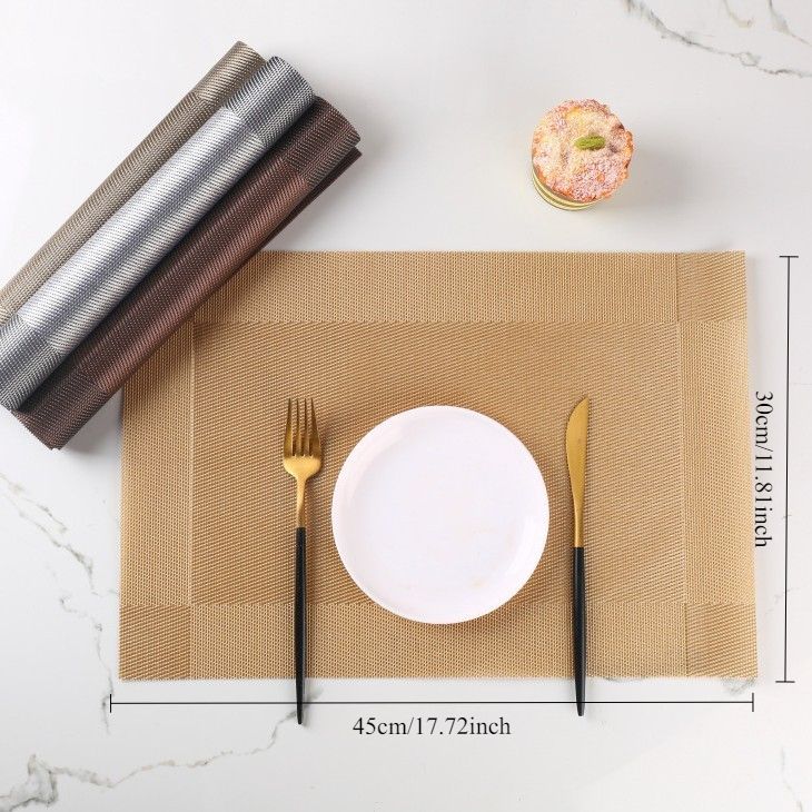 Ein Set mit 4 Tischsets – hitzebeständige und rutschfeste Tischsets für Esstische, waschbare und langlebige Tischsets aus gewebtem PVC-Vinyl_voghion.com