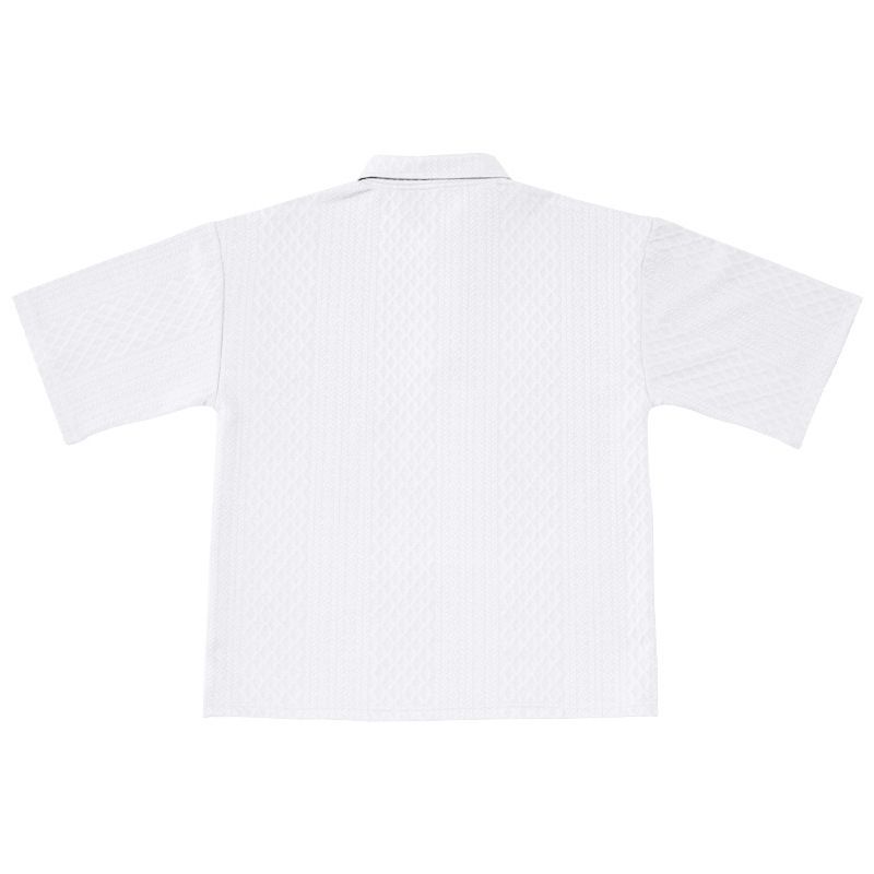 American Oversize Jacquard Strick-T-Shirt mit Umlegekragen für Herren, Sommer, lockere Passform, vielseitiges Oberteil_voghion.com