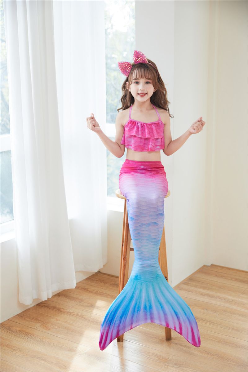 Vêtements de bébéEnfants sirène maillot de bain performance maillot de bain trois pièces queue de poisson grandes et petites filles princesse jupe bikini costume_voghion.com