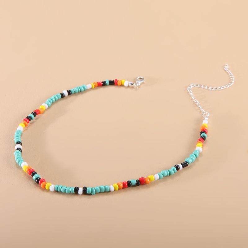 Collier ras du cou simple en perles de rocaille pour femme, breloque colorée faite à la main, style bohème, été_voghion.com