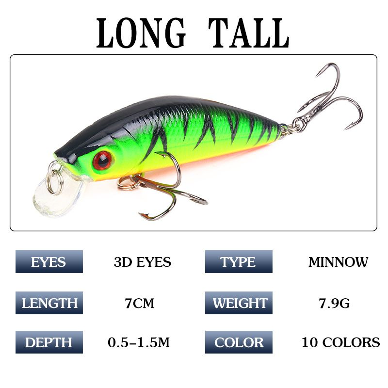 Köder Minnow 7cm/8,5g High Carbon Stahl Drei Anker Haken Kunststoff Harten Köder Simulation Fisch Köder_voghion.com