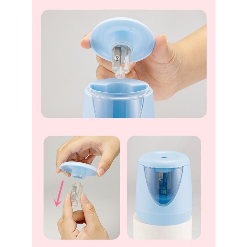 Sacapuntas eléctrico automático multifuncional, resistente, USB, mecánico, para escuela, papelería infantil, regalo_voghion.com