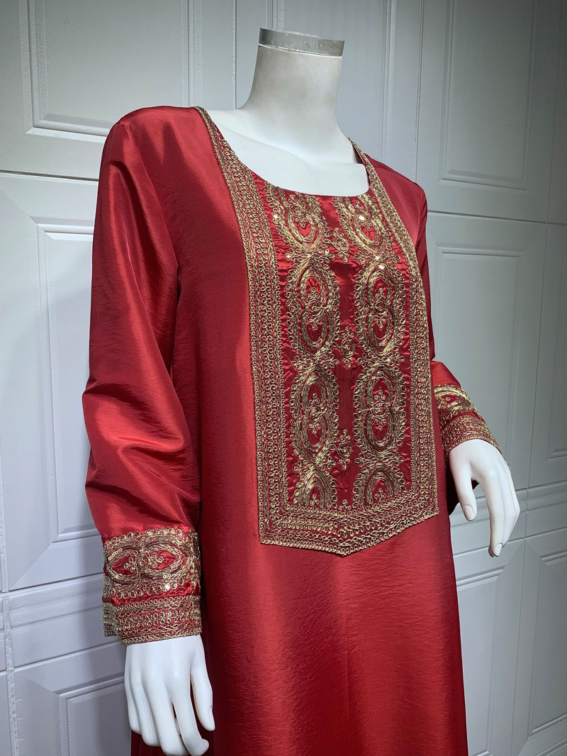 Nuovo abito abaya musulmano con paillettes ricamate in oro Abaya da donna_voghion.com