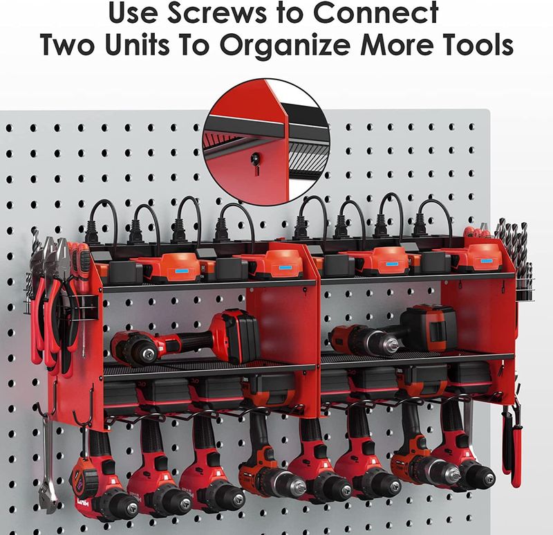 Iron hand electric drill bracket wall-mounted electric tool rack with power storage rack garage tool storage rack_voghion.com