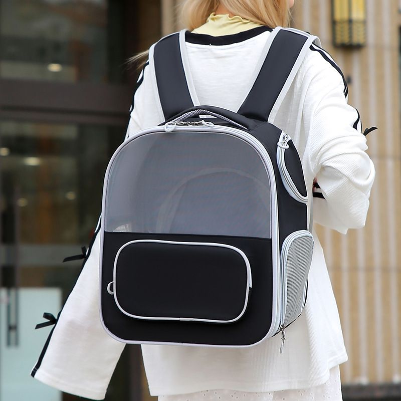 Cross-Bord Outdoor Tragbarer Haustierrucksack Transparenter Oxford-Stoff Multifunktional Großes Fassungsvermögen Erweiterbar Katzenrucksack_voghion.com