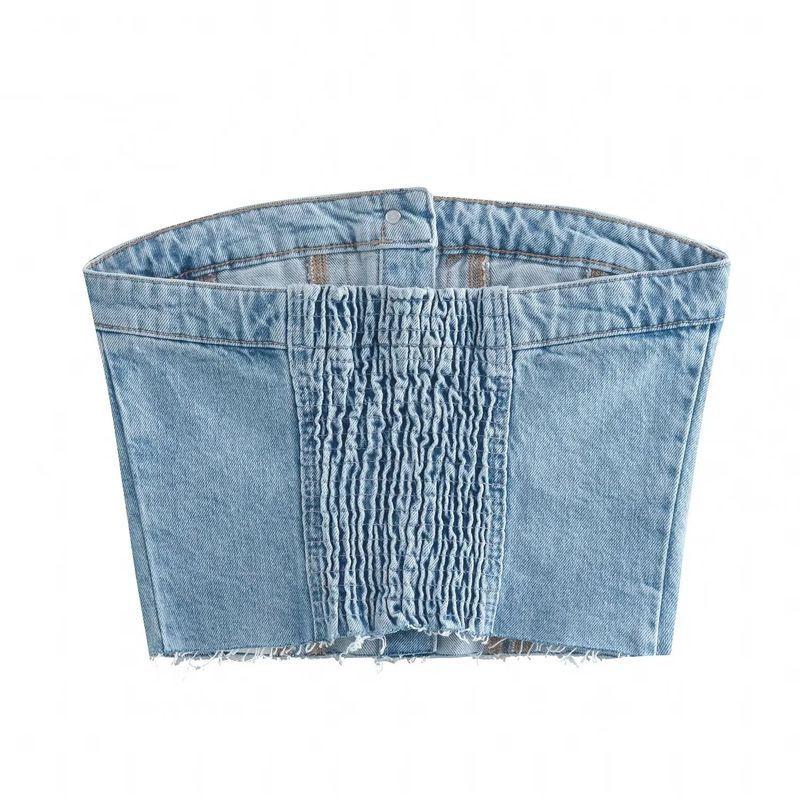 Tehtaan suoramyynti yksiosainen slim fit -muoti denim-liivi naisille_voghion.com