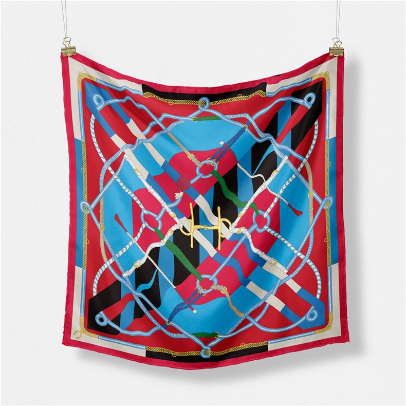 Nastri estivi artistici da donna, seta simulata, catene versatili, sciarpe quadrate, ins_voghion.com