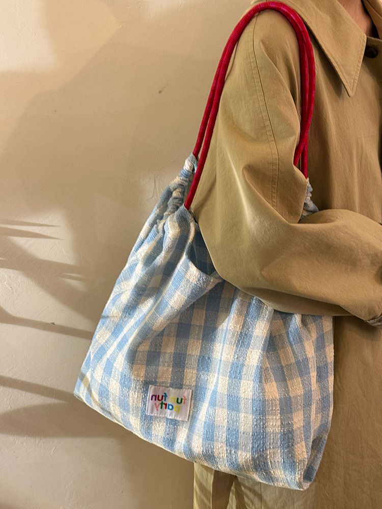 Canvas 2025 Herbst/Winter Neue karierte Umhängetasche mit großer Kapazität_voghion.com