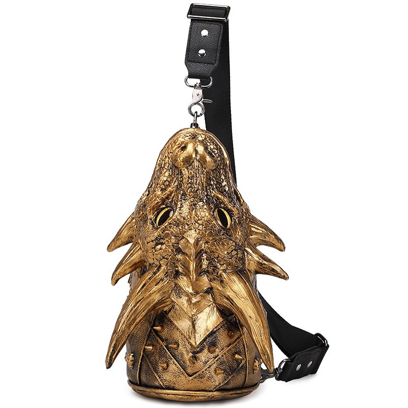 Borsa a tracolla unisex personalizzata con rivetti, piccola, con testa di drago 3D, zaino alla moda per coppie_voghion.com
