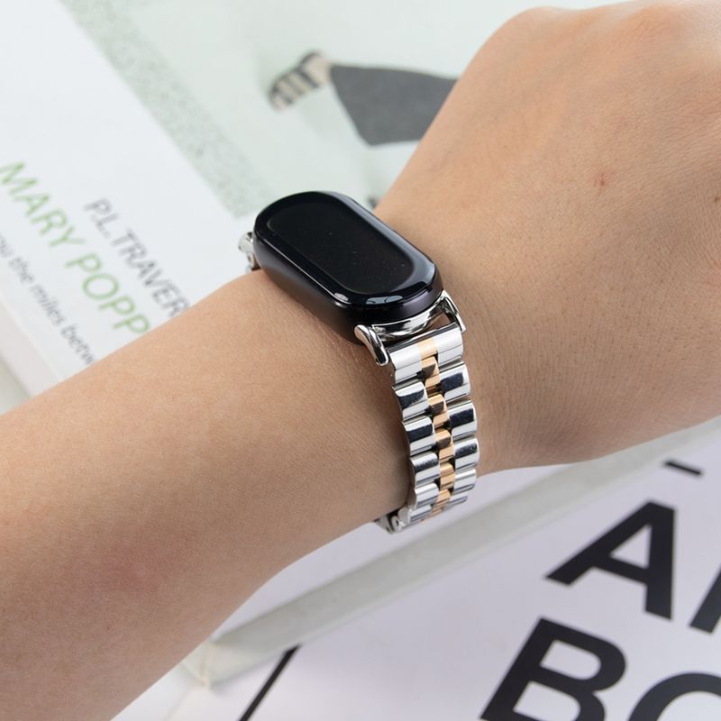 Rostfritt stålarmband för Xiaomi Band 9 8 metallarmband för MiBand9 Miband8 klockarmbandsersättning Sport Link armband Correa_voghion.com