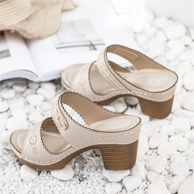 Neue Sandalen mit dicken Absätzen, Hausschuhe in Übergröße, Muller-Schuhe für Damen_voghion.com