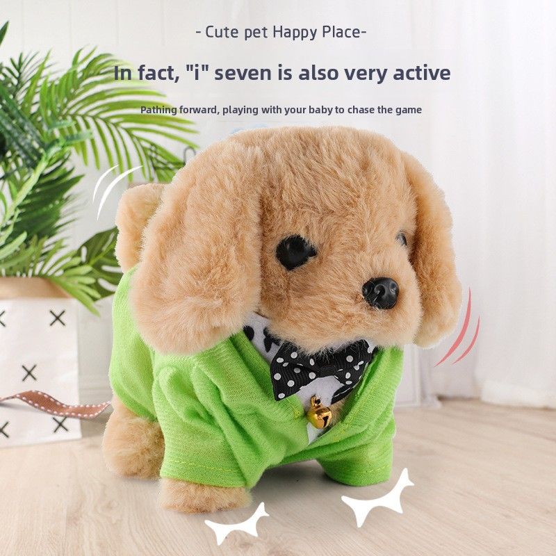 Piccolo coniglio bianco peluche bambola simulazione animale puzzle cane elettrico multifunzionale porterà a spasso i bambini dai 3 ai 46 anni_voghion.com