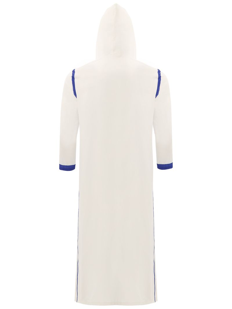Islamitische herenjas met capuchon, lange mouwen, pullover, bedrukt, losse kaftan, Arabische thobe voor feesten en festivals_voghion.com