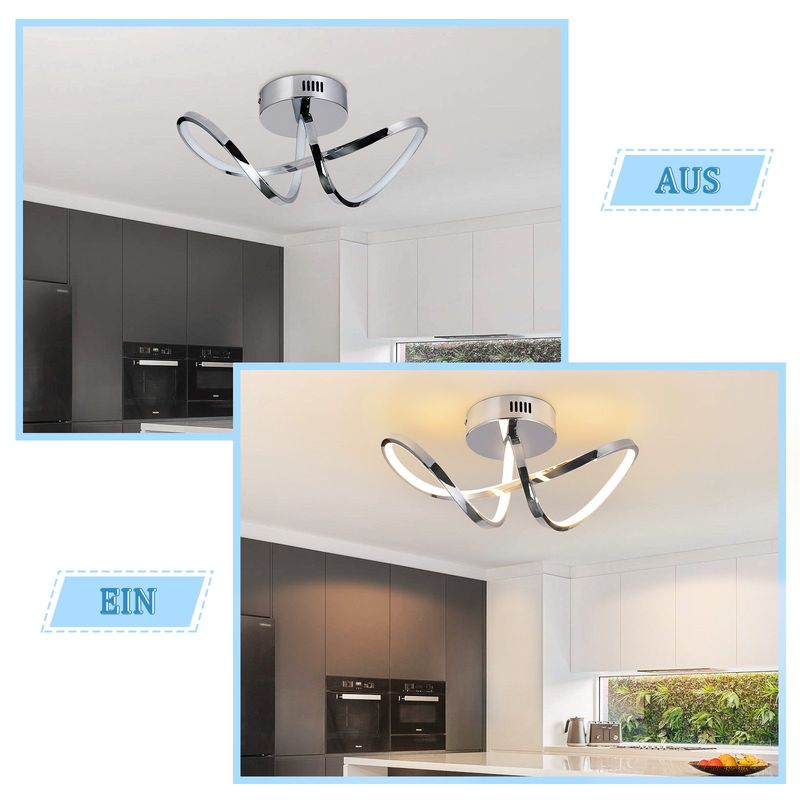 Glitzerlife Deckenleuchte Schlafzimmer Deckenlampe Wohnzimmer - Moderne Flurlampe Chrom Design 12W Innen Küchenlampe 3000K Warmweiß LED Deckenbeleuchtung_voghion.com