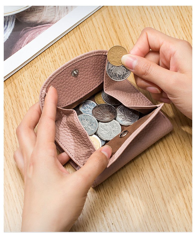Mini portefeuille de style japonais avec petit portefeuille pliable RFID, grande capacité en cuir véritable, simple et ultra-mince pour femme_voghion.com
